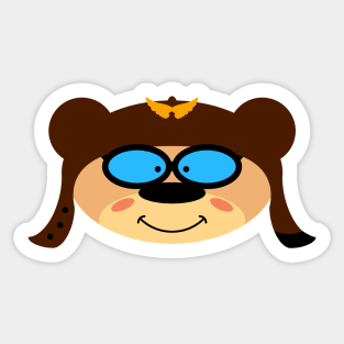 Teddy bear with Aviator Cap Sticker